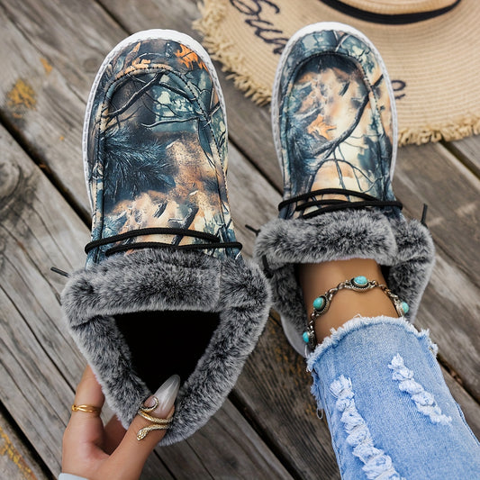 Faux Fur Camouflage Slipper