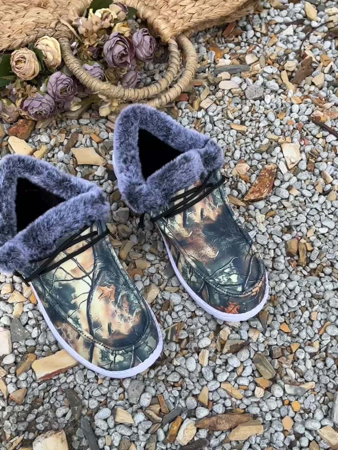 Faux Fur Camouflage Slipper